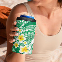 Plumeria Polynesian Green Glitter Pattern 4 in 1 Can Cooler Tumbler LT01 - Polynesian Pride