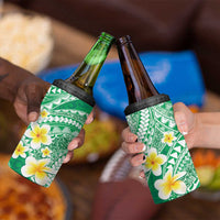 Plumeria Polynesian Green Glitter Pattern 4 in 1 Can Cooler Tumbler LT01 - Polynesian Pride
