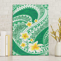Plumeria Polynesian Green Glitter Pattern Canvas Wall Art LT01 Without Frame Green - Polynesian Pride