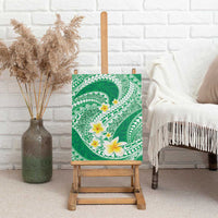 Plumeria Polynesian Green Glitter Pattern Canvas Wall Art LT01 - Polynesian Pride