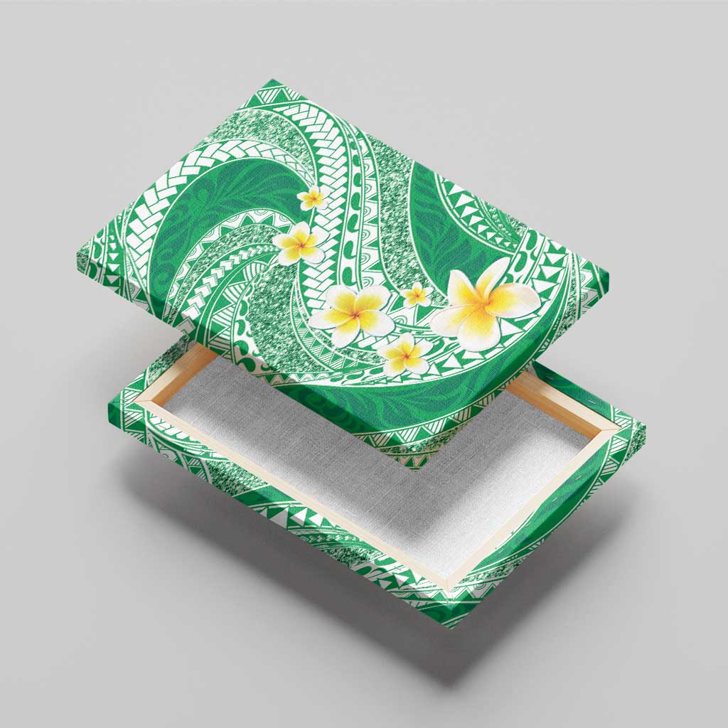 Plumeria Polynesian Green Glitter Pattern Canvas Wall Art LT01 - Polynesian Pride