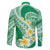 Plumeria Polynesian Green Glitter Pattern Family Matching Off Shoulder Maxi Dress and Hawaiian Shirt