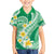 Plumeria Polynesian Green Glitter Pattern Family Matching Off Shoulder Maxi Dress and Hawaiian Shirt
