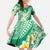 Plumeria Polynesian Green Glitter Pattern Family Matching Summer Maxi Dress and Hawaiian Shirt