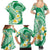 Plumeria Polynesian Green Glitter Pattern Family Matching Summer Maxi Dress and Hawaiian Shirt