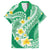 Plumeria Polynesian Green Glitter Pattern Family Matching Summer Maxi Dress and Hawaiian Shirt