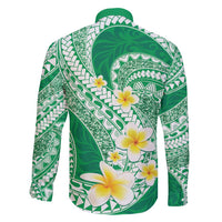 Plumeria Polynesian Green Glitter Pattern Family Matching Summer Maxi Dress and Hawaiian Shirt LT01 - Polynesian Pride