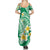 Plumeria Polynesian Green Glitter Pattern Family Matching Summer Maxi Dress and Hawaiian Shirt