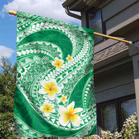 Plumeria Polynesian Green Glitter Pattern Garden Flag LT01 - Polynesian Pride