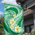 Plumeria Polynesian Green Glitter Pattern Garden Flag