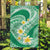 Plumeria Polynesian Green Glitter Pattern Garden Flag