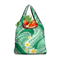 Plumeria Polynesian Green Glitter Pattern Grocery Bag LT01 1-pack One Size Green - Polynesian Pride