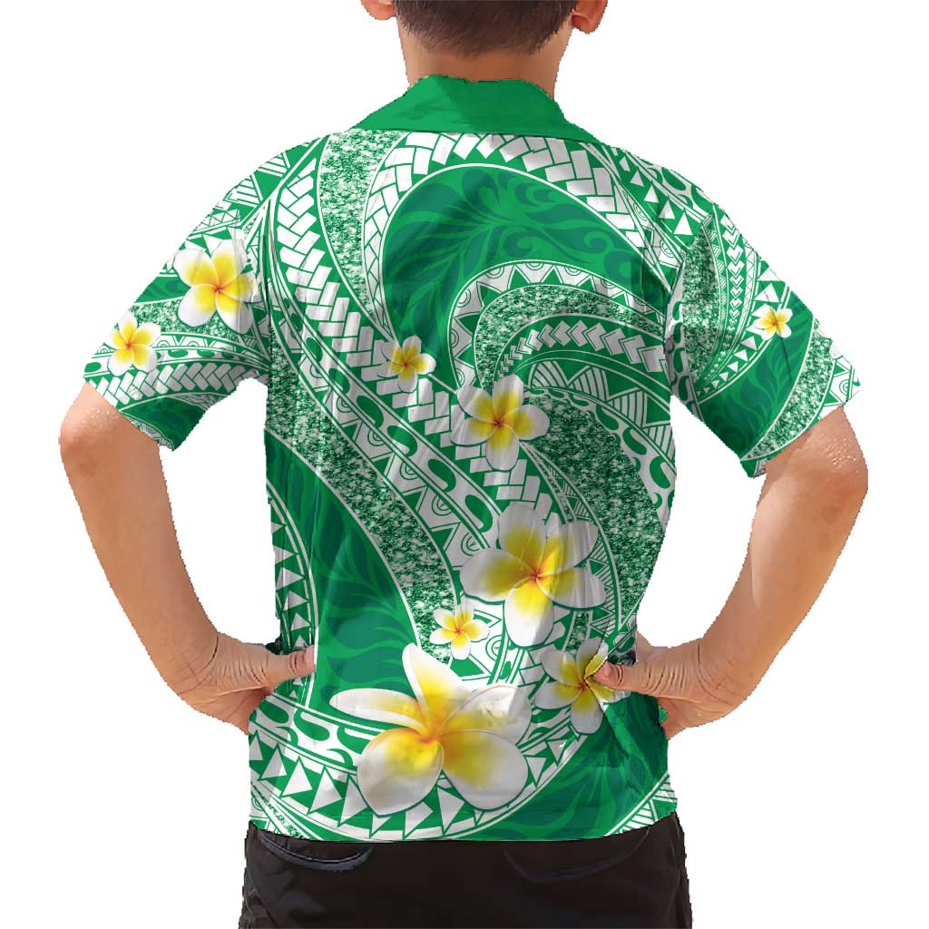 Plumeria Polynesian Green Glitter Pattern Hawaiian Shirt LT01 - Polynesian Pride