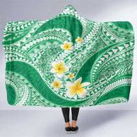 Plumeria Polynesian Green Glitter Pattern Hooded Blanket LT01 One Size Green - Polynesian Pride