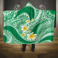 Plumeria Polynesian Green Glitter Pattern Hooded Blanket LT01 - Polynesian Pride