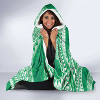 Plumeria Polynesian Green Glitter Pattern Hooded Blanket LT01 - Polynesian Pride