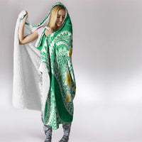 Plumeria Polynesian Green Glitter Pattern Hooded Blanket LT01 - Polynesian Pride
