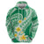 Plumeria Polynesian Green Glitter Pattern Hoodie