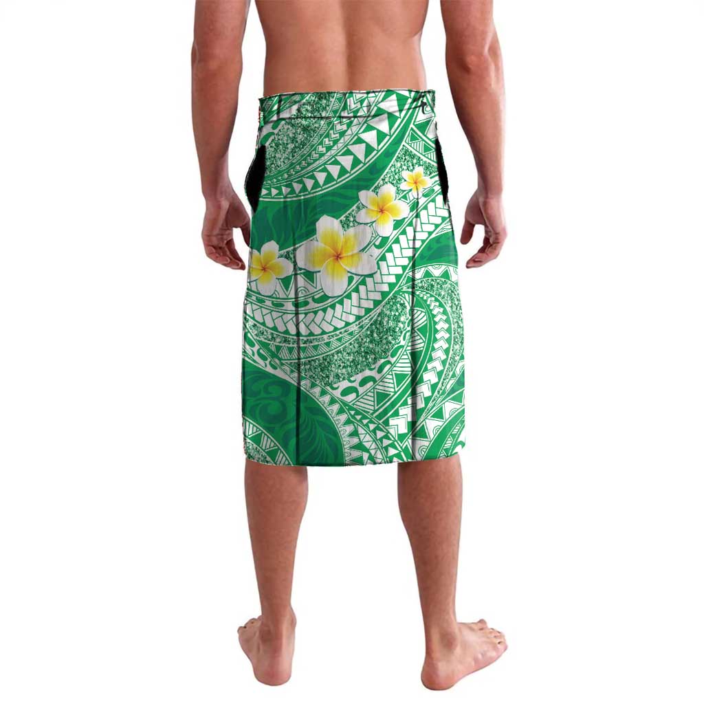 Plumeria Polynesian Green Glitter Pattern Lavalava
