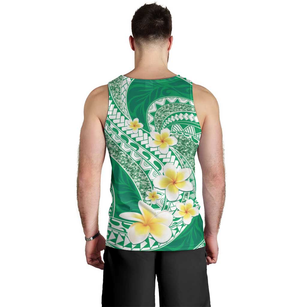 Plumeria Polynesian Green Glitter Pattern Men Tank Top LT01 - Polynesian Pride