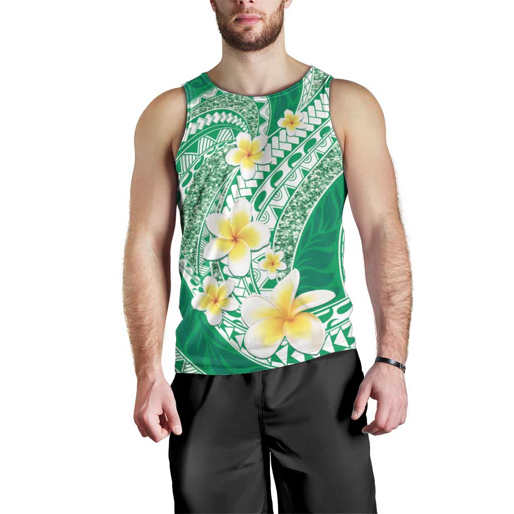 Plumeria Polynesian Green Glitter Pattern Men Tank Top LT01 - Polynesian Pride