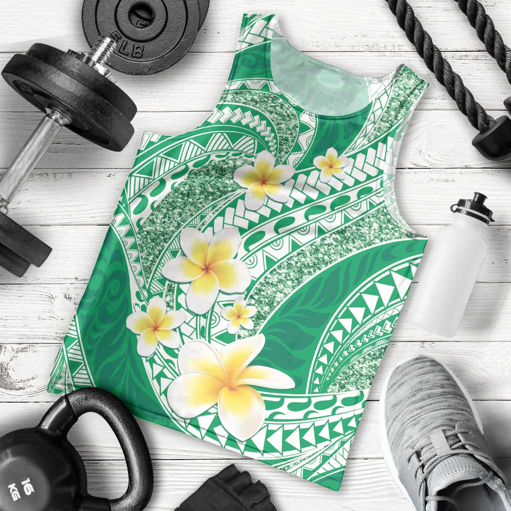 Plumeria Polynesian Green Glitter Pattern Men Tank Top LT01 - Polynesian Pride