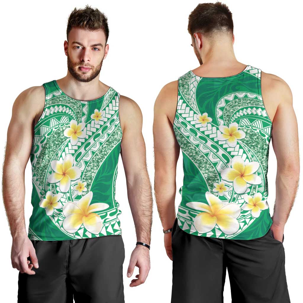 Plumeria Polynesian Green Glitter Pattern Men Tank Top LT01 - Polynesian Pride