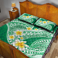 Plumeria Polynesian Green Glitter Pattern Quilt Bed Set LT01 - Polynesian Pride