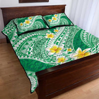 Plumeria Polynesian Green Glitter Pattern Quilt Bed Set LT01 - Polynesian Pride