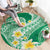 Plumeria Polynesian Green Glitter Pattern Round Carpet