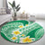 Plumeria Polynesian Green Glitter Pattern Round Carpet