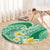 Plumeria Polynesian Green Glitter Pattern Round Carpet