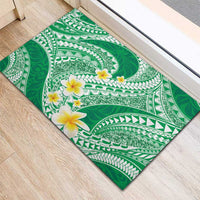 Plumeria Polynesian Green Glitter Pattern Rubber Doormat LT01 - Polynesian Pride