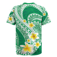 Plumeria Polynesian Green Glitter Pattern Rugby Jersey