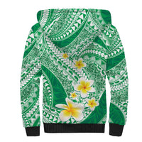 Plumeria Polynesian Green Glitter Pattern Sherpa Hoodie LT01 - Polynesian Pride