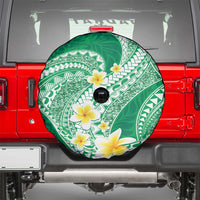 Plumeria Polynesian Green Glitter Pattern Spare Tire Cover