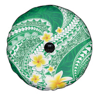 Plumeria Polynesian Green Glitter Pattern Spare Tire Cover
