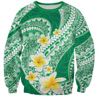 Plumeria Polynesian Green Glitter Pattern Sweatshirt LT01 Unisex Green - Polynesian Pride