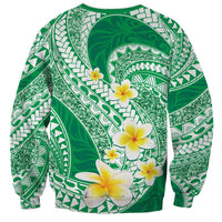 Plumeria Polynesian Green Glitter Pattern Sweatshirt LT01 - Polynesian Pride