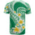 Plumeria Polynesian Green Glitter Pattern T Shirt