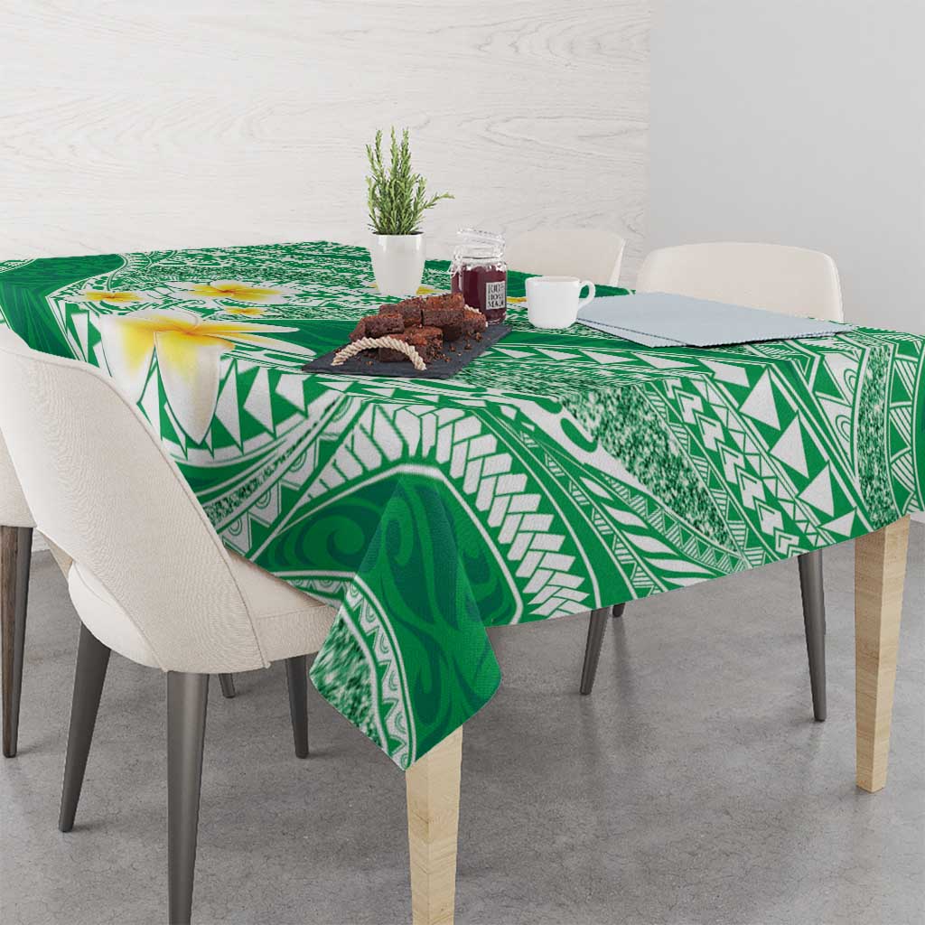 Plumeria Polynesian Green Glitter Pattern Tablecloth LT01 - Polynesian Pride
