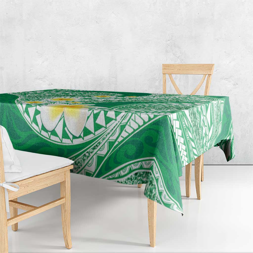 Plumeria Polynesian Green Glitter Pattern Tablecloth LT01 - Polynesian Pride