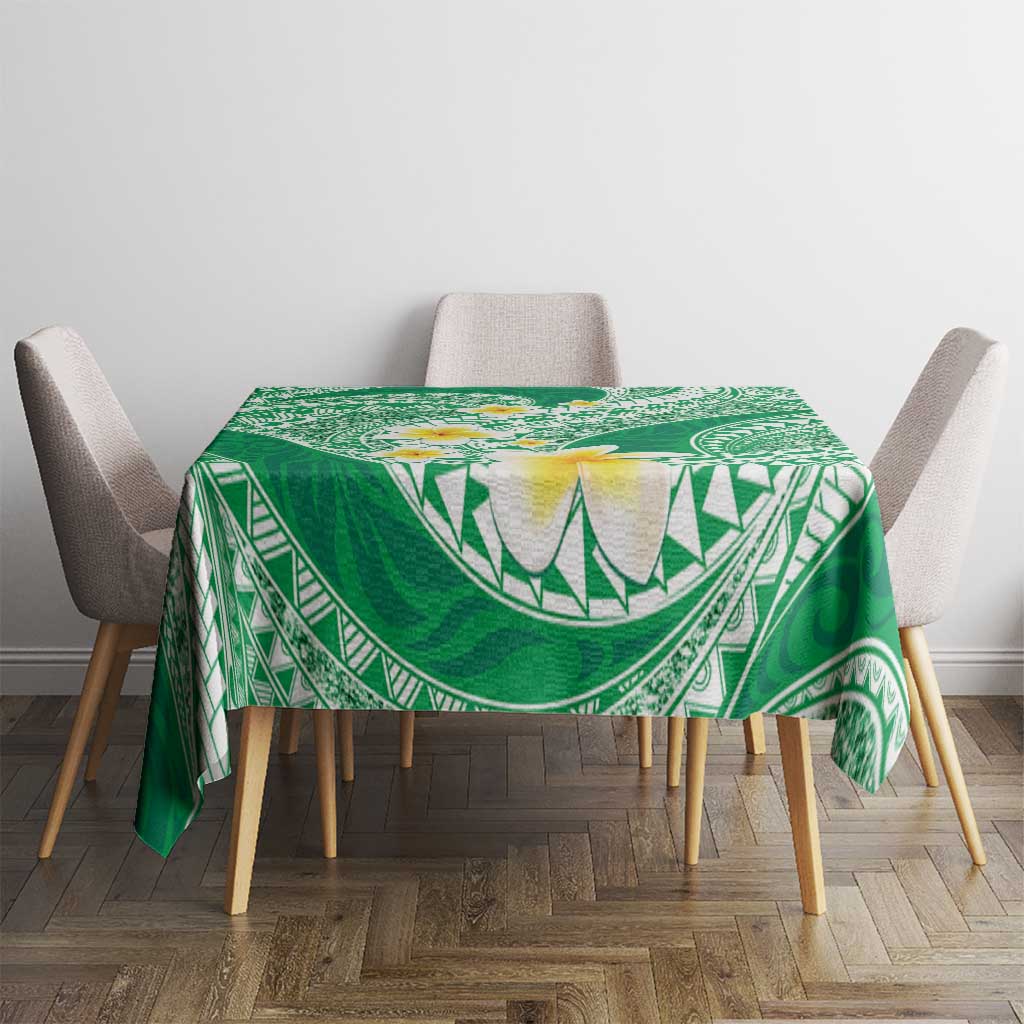 Plumeria Polynesian Green Glitter Pattern Tablecloth LT01 - Polynesian Pride