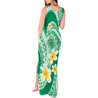 Plumeria Polynesian Green Glitter Pattern Tank Maxi Dress LT01 - Polynesian Pride