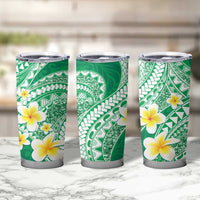 Plumeria Polynesian Green Glitter Pattern Tumbler Cup LT01 - Polynesian Pride