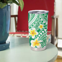 Plumeria Polynesian Green Glitter Pattern Tumbler Cup LT01 - Polynesian Pride