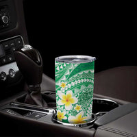 Plumeria Polynesian Green Glitter Pattern Tumbler Cup LT01 - Polynesian Pride