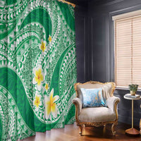 Plumeria Polynesian Green Glitter Pattern Window Curtain LT01 - Polynesian Pride