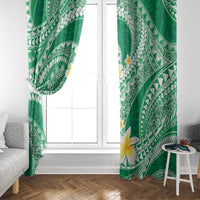 Plumeria Polynesian Green Glitter Pattern Window Curtain LT01 - Polynesian Pride