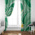 Plumeria Polynesian Green Glitter Pattern Window Curtain